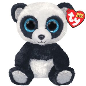 Sou um Panda preto e branco com as patas e as orelhas prateadas. Meus olhos reluzem em um azul brilhante, mas não é por isso que me meu nome é Bambu. Me chamo Bambu porque é isso que eu como!